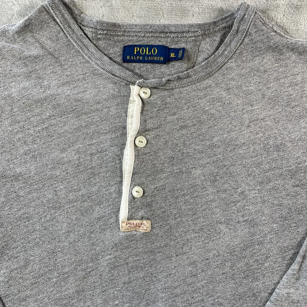 Polo Ralph Lauren Henley Shirt  Mens XL Gray Long Sleeve Classic Preppy School